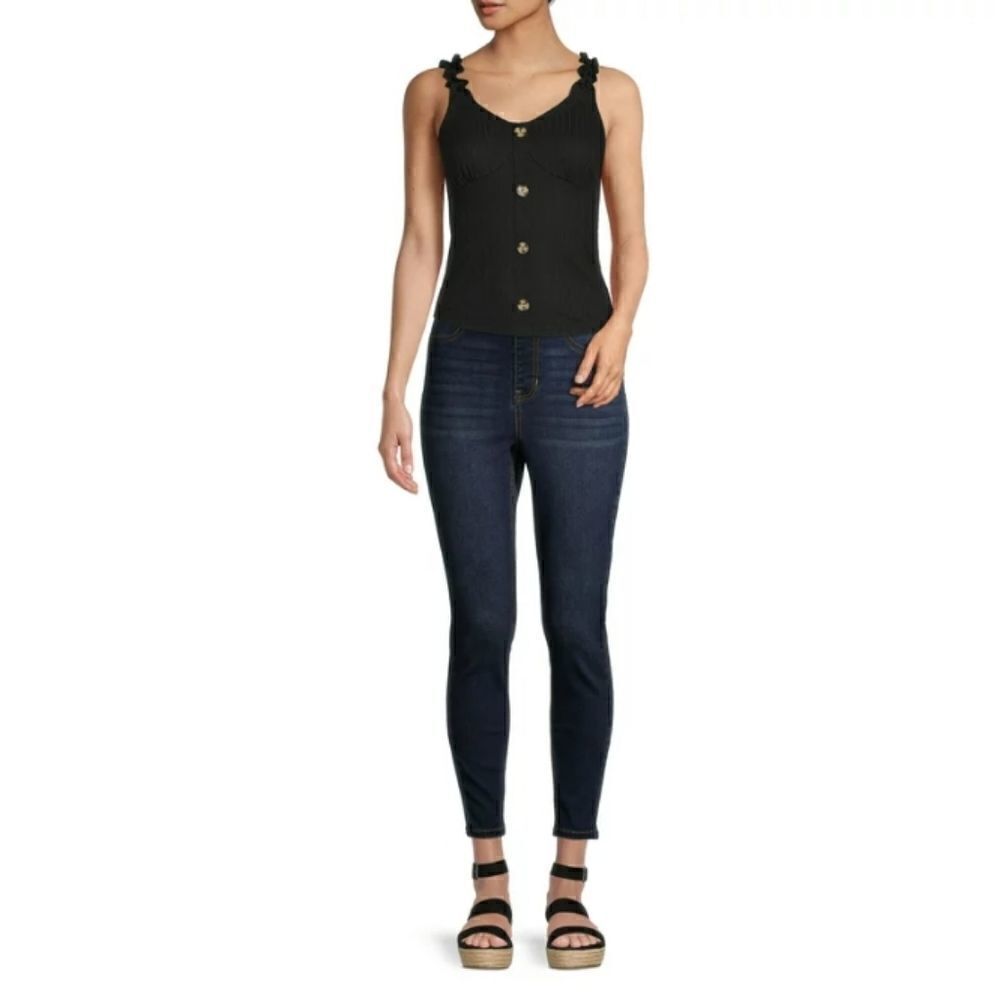 Rib Button Front Ruffle Strap Tank Top 2-Pack Size XS - Picture 5 of 11